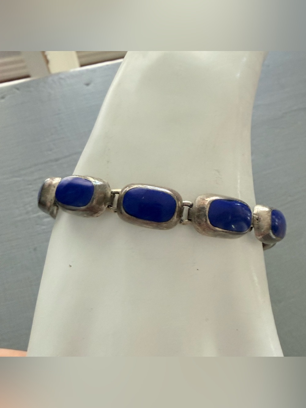 Taxco Mexico Lapis 925 Sterling Silver Chunky Bracelet